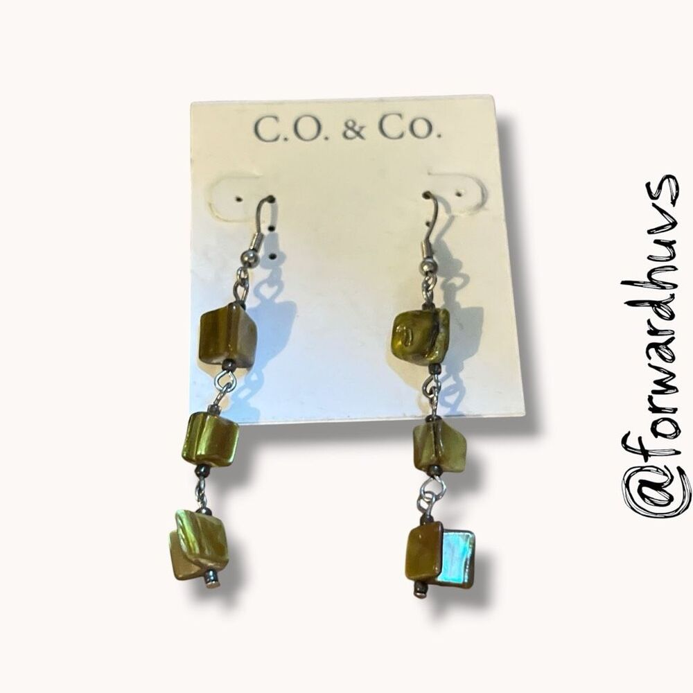 C.O. & Co. Green Shell Bead Dangle Earrings NWT